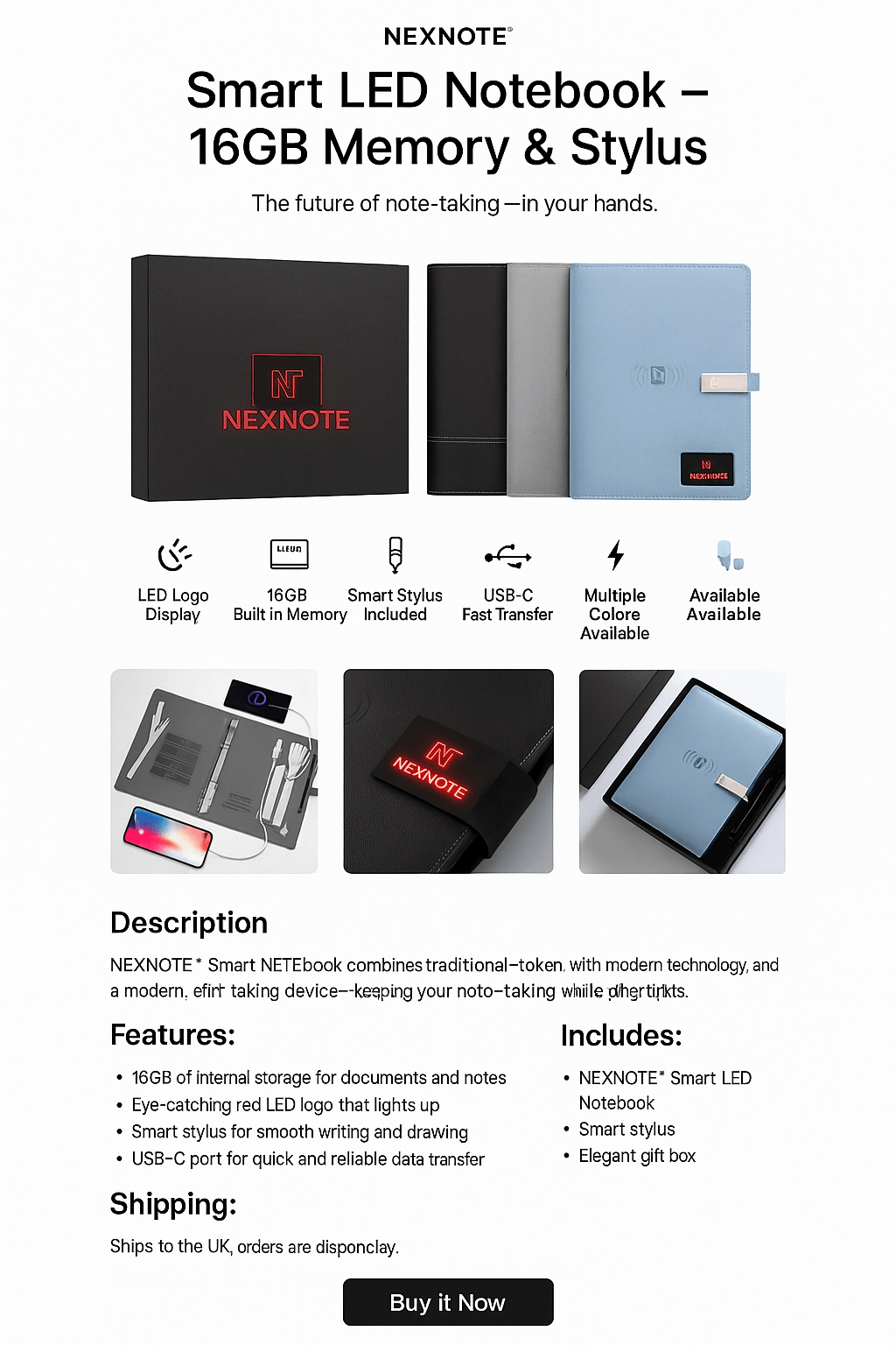 NEXNOTE™ Wireless LED Notebook